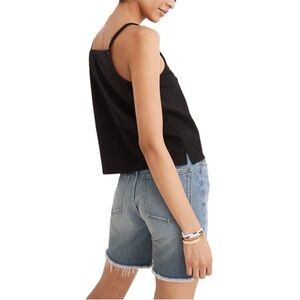 Madewell Black Seersucker Square-neck Tank Size L